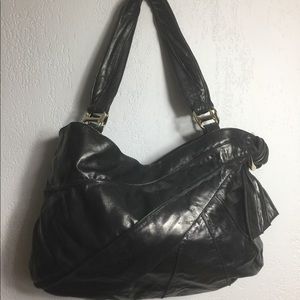Kooba Leather Hobo Bag - Patch Tie Side - Black